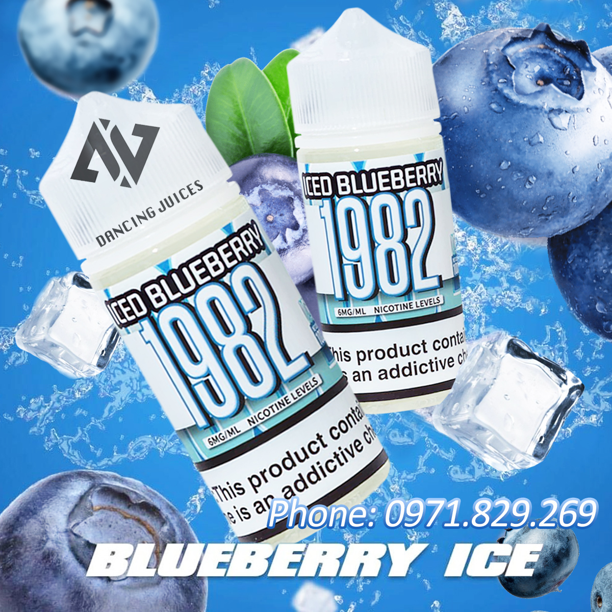 1982 ICE Blueberry 100ml - Tinh Dau Vape My Chinh Hang 