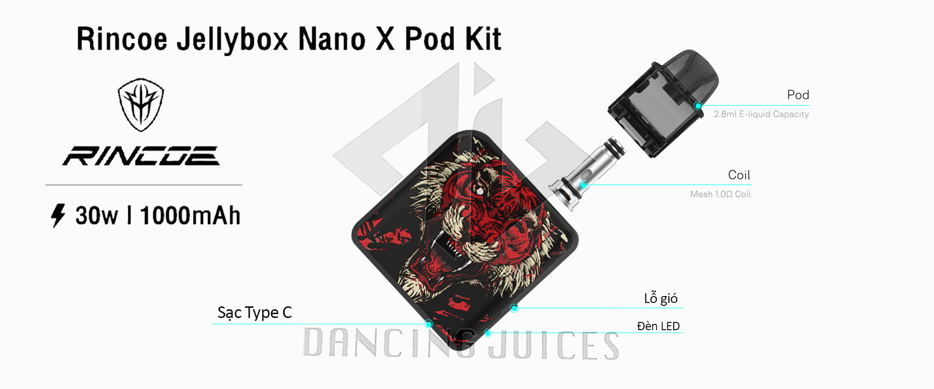 RINCOE Jelly Box Nano X 30W - Thiet Bi Pod System Chinh Hang