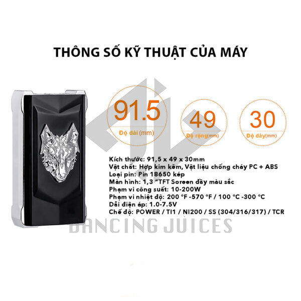 SNOWWOLF Mfeng Limited Edition Box Mod 200w - Thiet Bi Vape Chinh Hang Phone: 0971.829.269