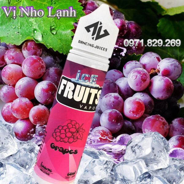 ICE FRUIT VAPOR Grapes 60ml - Tinh Dau Vape Malay Chinh Hang 