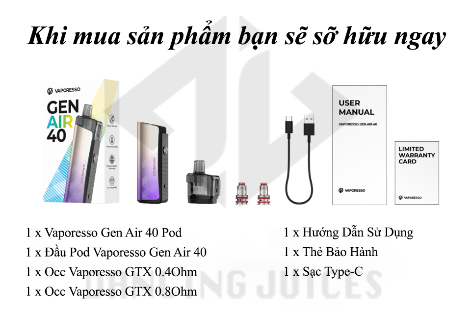 Vaporesso Gen Air 40  - Thiet Bi Pod System Chinh Hang