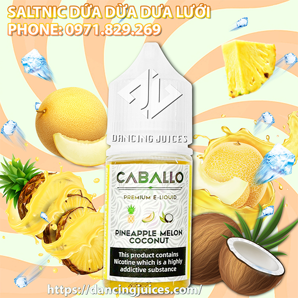 SALTNIC CABALLO Pineapple Melon Coconut 30ml - Tinh Dầu Saltnic Chính Hãng